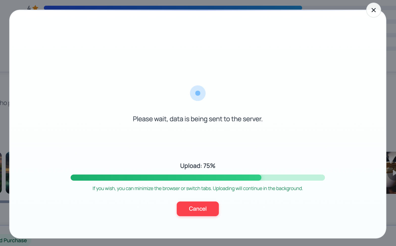 WooCommerce review upload mode with overall progress bar and per-file progress